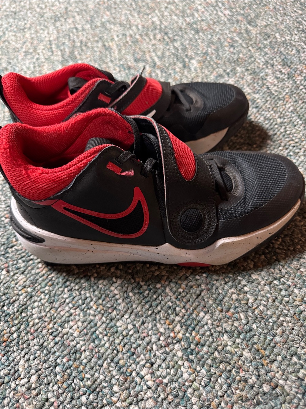 Nike Kids Black and Red Velcro Athletic Sneakers